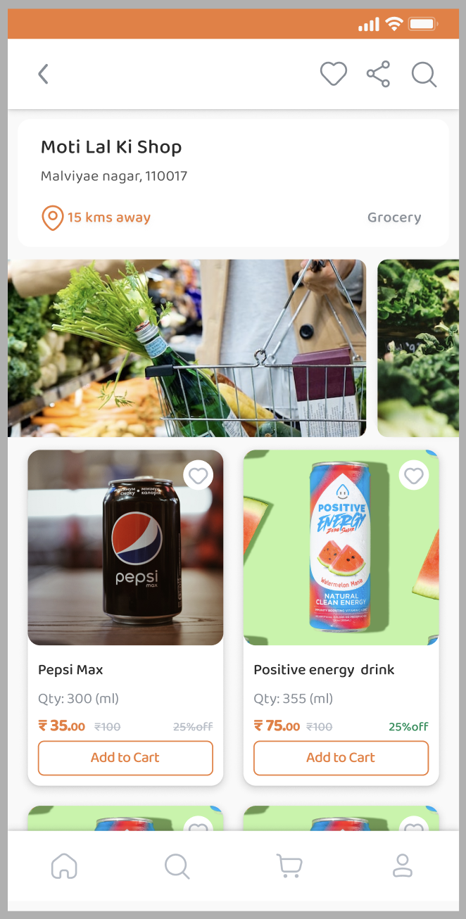 Local Grahak app — Product Catalogue screen