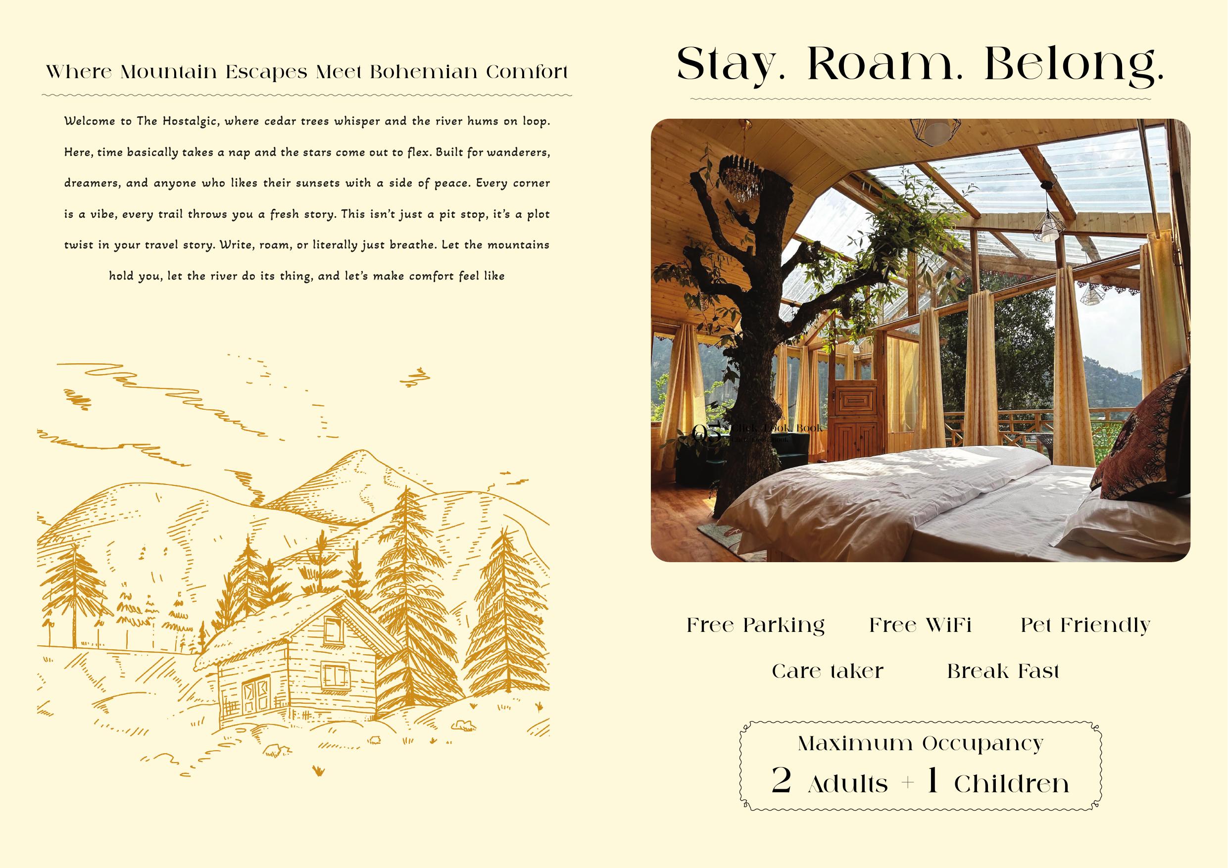Tree House room page — image collage with amenities and illustration