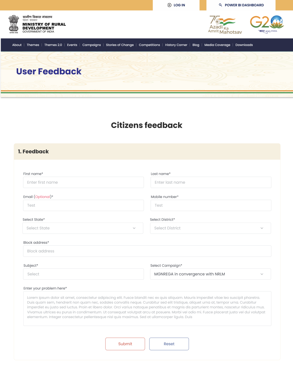 Citizens feedback — structured, state and campaign aware