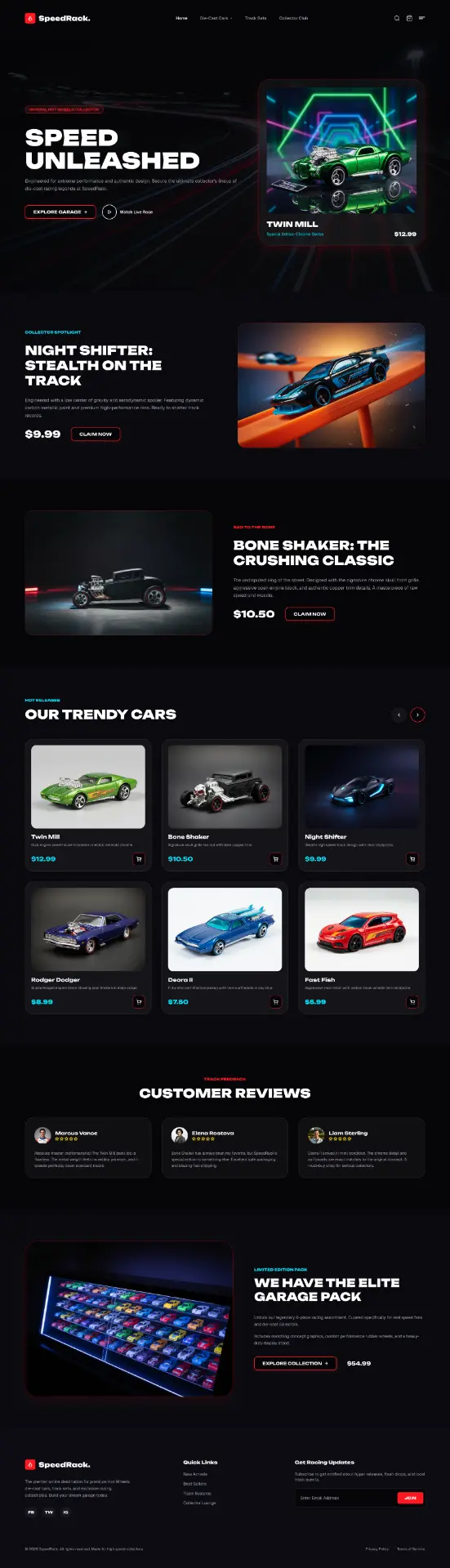 SpeedRack homepage with Speed Unleashed hero