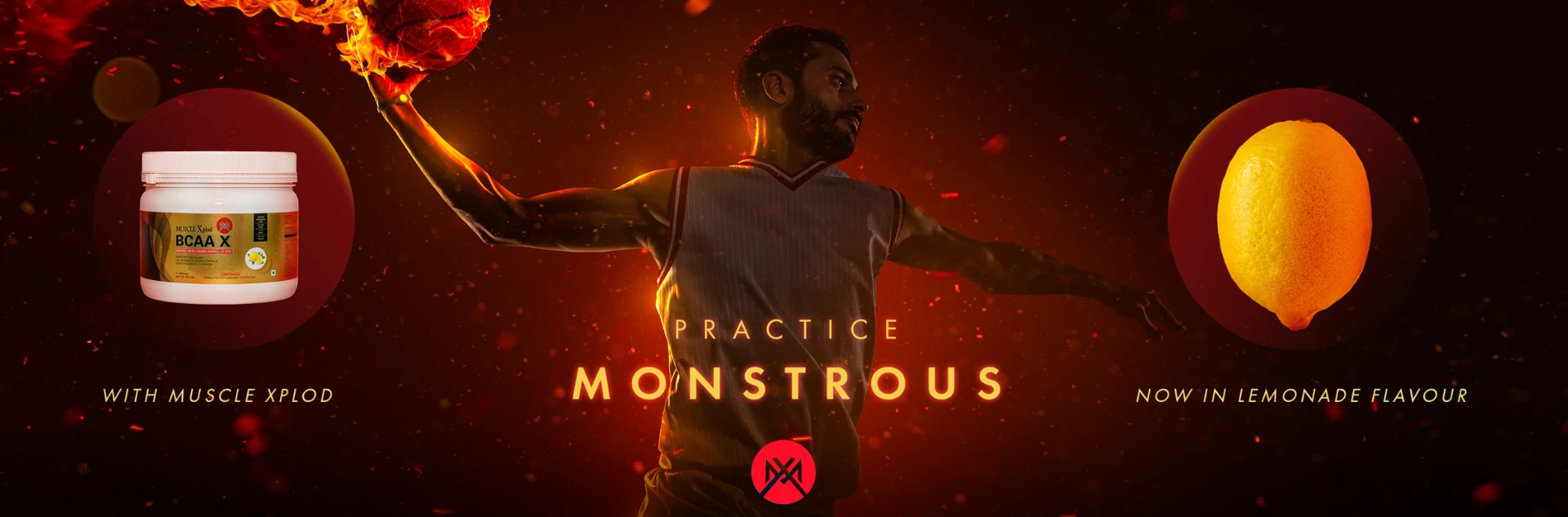Muscle Xplod BCAA X campaign creative — “PRACTICE MONSTROUS”