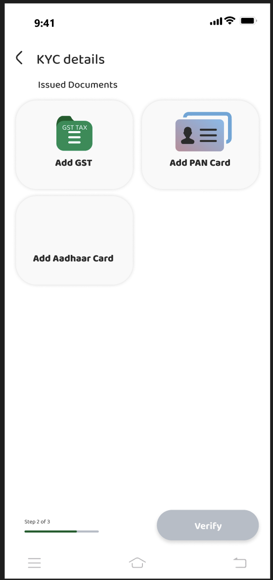 Enbill app — KYC Details screen