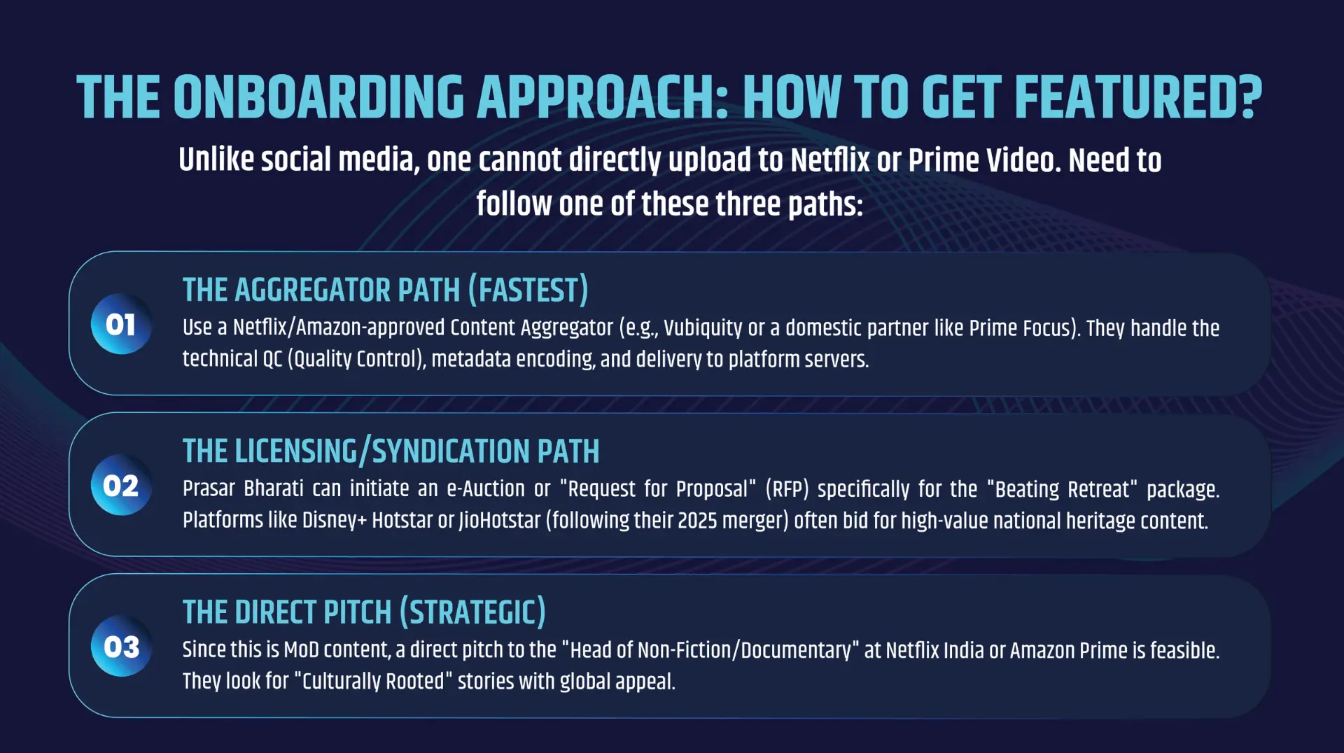 Onboarding approach slide with three routes